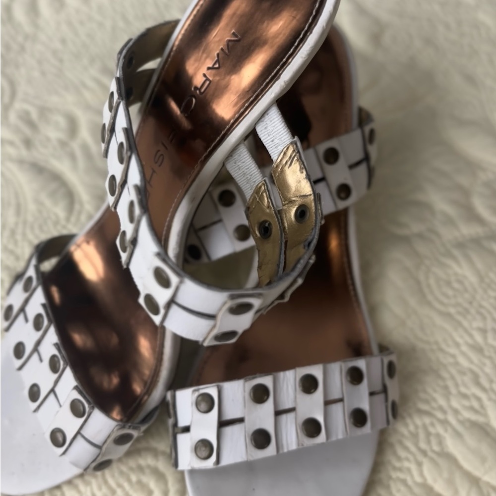 Marc Fisher- White with Rivets 2 inch heels  Shoes- Size 6 M